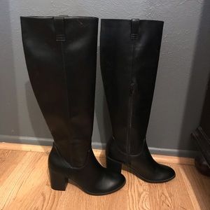 Knee High Black Boots With 3” Heel